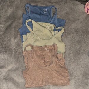 American Eagle Outfitters Tank Top 3-Pack in Blue, Olive, Brown